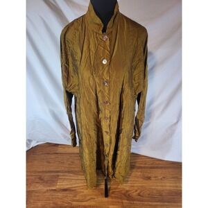 Eleven Stitch Design Crinkle Silk Button Boxy Blouse Tunic Oversized Lagenlook L